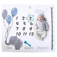 【DT】hot！ 1 Set Baby Monthly Growth Blanket Newborn Photography Props Accessories Cartoon Printing Background