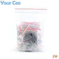 75Pcs 3W Carbon Film Resistors  0.1 Ohm ~ 20 ohm or 27 ohm ~ 750 ohm 5% Assorted Kit Resistance 15 Values*5pcs