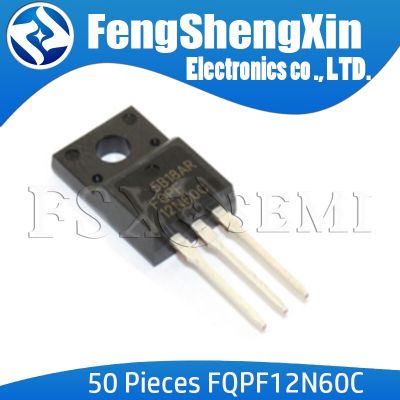 50pcs/lot  New FQPF12N60C 12N60C 12N60 LCD power MOSFET transistor TO-220F