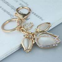 ♠☒◊ Big Rhinestone Flower Keychain Key Finder Chaveiro New Fashion Crystal Tulip Key Chain Bag Charm For Women