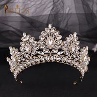 A121 Rhinestone Wedding Crown Crystal Bridal Hair Accessories Zirconia Women Tiara Baroque Headband Bride Queen Diadem Headwear