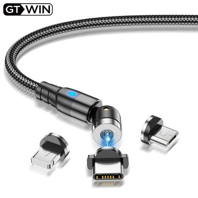 GTWIN ที่ชาร์จในสายสำหรับ iPhone ยูเอสบีแม่เหล็กหมุนได้540องศา USB Type C สายไมโคร USB ชาร์จแม่เหล็ก Samsung สายเคเบิลสำหรับ Xiaomi