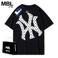 Mbl เสื้อยืดแขนสั้น ผ้าฝ้ายแท้ พิมพ์ลาย NY ไร้รอยต่อ แฟชั่นฤดูร้อน สําหรับผู้ชาย และผู้หญิง