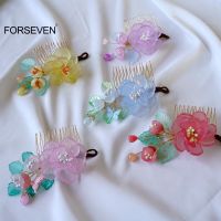 【CW】 Chinese Fashion Flower Hair Combs Retro Headpieces for Women Girls Hanfu Dress Styling Jewelry Floral Pins and Clips