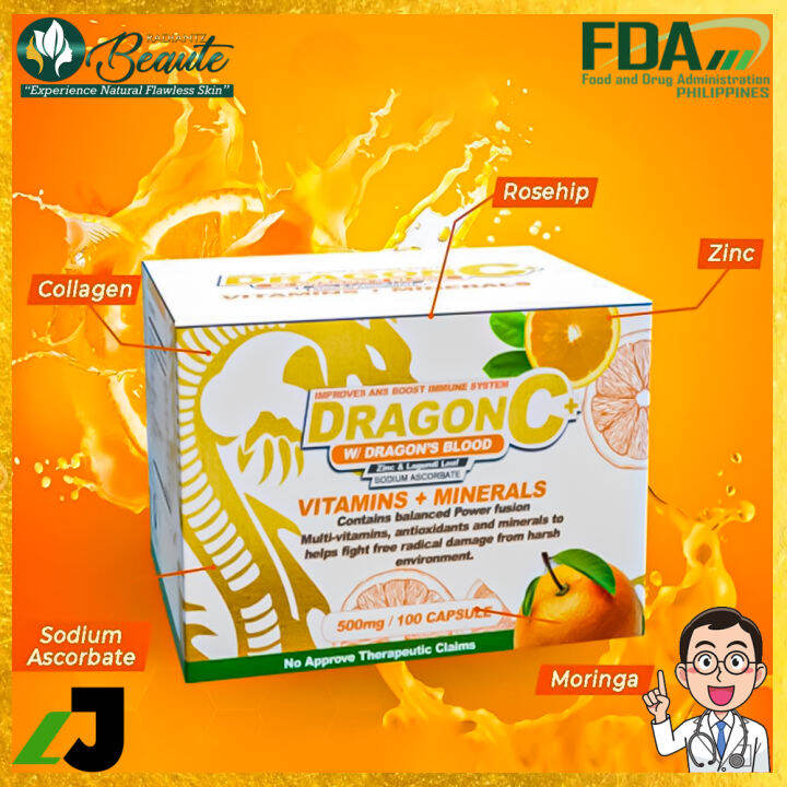 Vitamin C Dragon C+ (As Sodium Ascorbate "NonAcidic Vitamin C") + Zinc