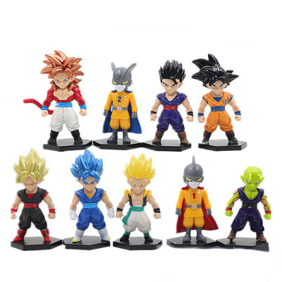 ชุดลายภาพอนิเมะดราก้อนบอลชุด Goku Gohan Vegeta PVC สะสมตุ๊กตาขยับแขนขาได้9ชิ้น/ชุดการตกแต่งของขวัญวันเกิดตั้งโต๊ะ