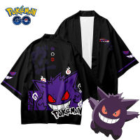 Tik Tok Hot Pokemon Pikachu Gengar ชุดเสื้อคลุมอาบน้ำองค์ประกอบที่สองเสื้อคลุมชุดนอนการ์ตูนอะนิเมะชุดคอสเพลย์สีเหลือง Pikachu เสื้อ