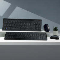 Rapoo 8210M Multi-Device Bluetooth Wireless Keyboard And Mouse Kit ABNT2โปรตุเกสบราซิลสีดำพร้อมมัลติมีเดีย Keyshot