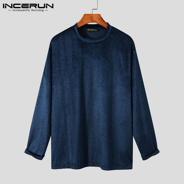 incerun-เสื้อเชิ้ตแขนยาวย้อนยุคสำหรับผู้ชาย-เสื้อเบลาส์แบบลำลองใส่ไปงานปาร์ตี้แบบสวมหัว-สไตล์เกาหลี