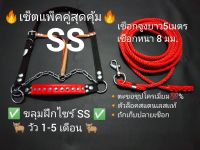 ขลุมวัวฝึกเข้าหนังแท้+สายจูงความยาว 5 เมตร +ตะขอเงิน เชือกในล่อนหนา 8 มม แพ็คคู่สุดคุ้ม.เม่าวัว.เค่าวัว