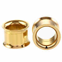 Stainless Steel Double Flared  Gold Color Tunnel Piercing Jewelry  (OR)  สติวตาไก่ใส่หูปากแตรสคลูสีทอง