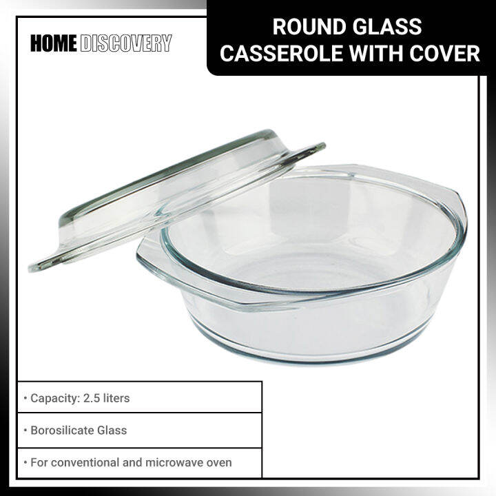 Home Discovery Heat Resistant Tempered Glass Round Casserole with Cover