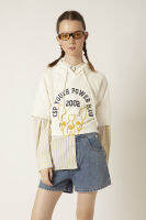 ESP เสื้อสเวตครอปลายเฟรนช์ชี่ ผู้หญิง สีขาว | Frenchie Cropped Sweatshirt | 5966