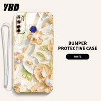 YBD เคสโทรศัพท์ดีไซน์ใหม่สำหรับ Infinix Tecno Camon 15 Spark 5 Pro Spark 5 เคสชุบภาพน้ำมันเคสลายดอกไม้เคสแถมฟรีสายคล้อง