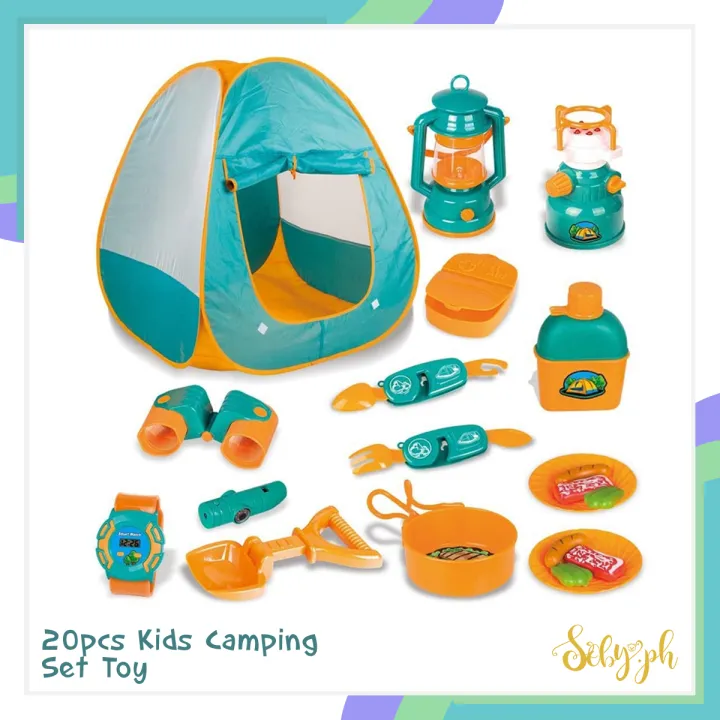 SOBY PH - 20PCs Kids Camping Set, Pop Up Tent with Kids Camping Gear Set,  Outdoor Toys Camping Tools Set for 3 4 5 Kids Boys  Girls | Lazada PH