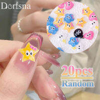 Dorisna ลูกบอลการ์ตูนตาโตสีสันสดใส20ชิ้น/เซ็ตสำหรับตกแต่งเล็บทำจากเรซินรูปหัวใจปลาดาว3D