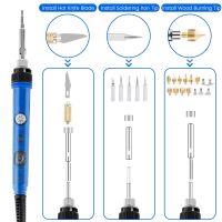 ชุดเครื่องเชื่อมเหล็กไฟฟ้าปรับอุณหภูมิได้อุปกรณ์ช่างเชื่อม LCD หัวดินสอความร้อนเซรามิกเครื่องมือซ่อมแซมปากกาวัดปากกาแกะสลักไม้