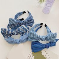 【YF】 2021 New Women Denim Headband Bow Knot Hairband Twisted Headbands Cross Hairbands Blue Hair Hoop Girls Accessories