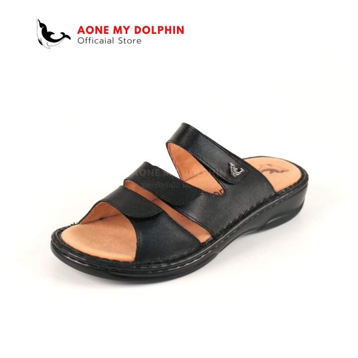 aone-my-dolphin-ลิขสิทธิ์แท้-wd17-รองเท้าแตะเพื่อสุขภาพ-แบบสวม-หนังแท้100