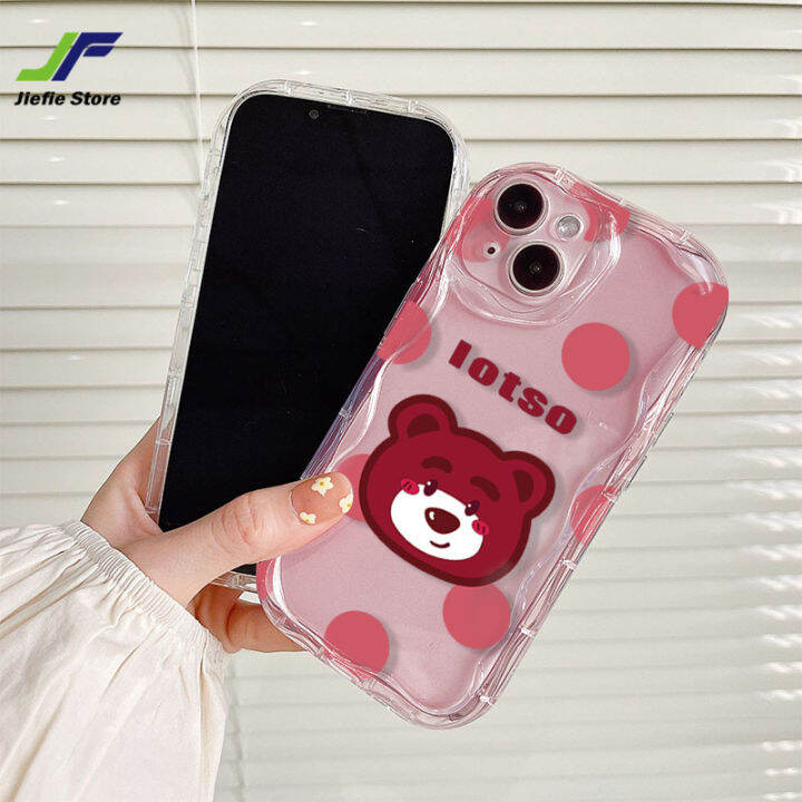 เคสโทรศัพท์สุดเท่ห์หมีลายสตรอเบอร์รี่การ์ตูน-jiefie-สำหรับ-vivo-y21-y21t-y21a-y21s-y33s-y33t-y22-y22s-y91-y93-y95-y50-y30-คลื่น-y30i-ออกแบบเคสป้องกันการกระแทกพิเศษ