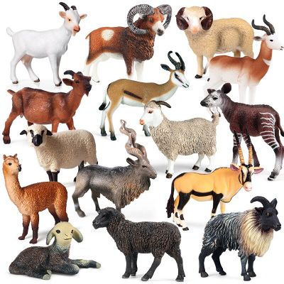 ZZOOI Realistic Animal Figurines Simulated Ranch Action Figure Farm Sheep Goat Models Antelope Education Toys for Children Kids Gifts
