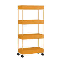 Slim Storage Trolley 4-Tier Slim Storage Cart Mobile Shelving Unit Organizer Trolley For Narrow Space On Kitchen Bathroom Easy