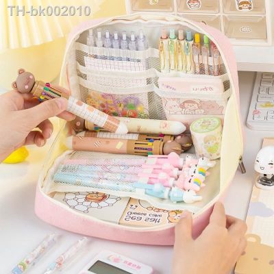 ✚❂ Pencil Case Super Large Capacity Kawaii Canvas Pen Box High-quality Cosmetic Bag Stationery Back To School Office Supplies
