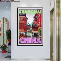 โปสเตอร์ย้อนยุคสไตล์วินเทจสไตล์เรซินของภาพผ้าใบ Foto Shanghai จีนชุดตกแต่งบ้าน Hd พิมพ์ศิลปะบนผนัง Childeren Voor Living Kamer 1ชิ้นกรอบภายในหรือไร้กรอบ (การปรับแต่งรวมผ้าใบวาดภาพและกรอบ)