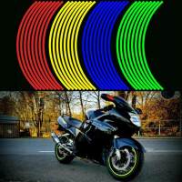 16Pcsแถบสำหรับ17 "18" รถจักรยานยนต์วงล้อรถยนต์สติกเกอร์ขอบสะท้อนแสงเทปMotorbike Auto Decals