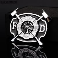 Fire Station Firefighter Metal Car Logo FIRE DEPT Car Sticker Logo Modified Body Sticker Tail Mark Scratch Decoration