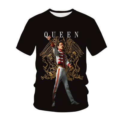 New Queen 3D Printing T-shirt ร็อคแบนด์บุรุษสตรีแฟชั่นสบาย ๆ สตรีทแวร์เสื้อยืดแขนสั้นขนาดใหญ่เสื้อยืดเสื้อยืดเสื้อผ้าด้านบน XS-5XL