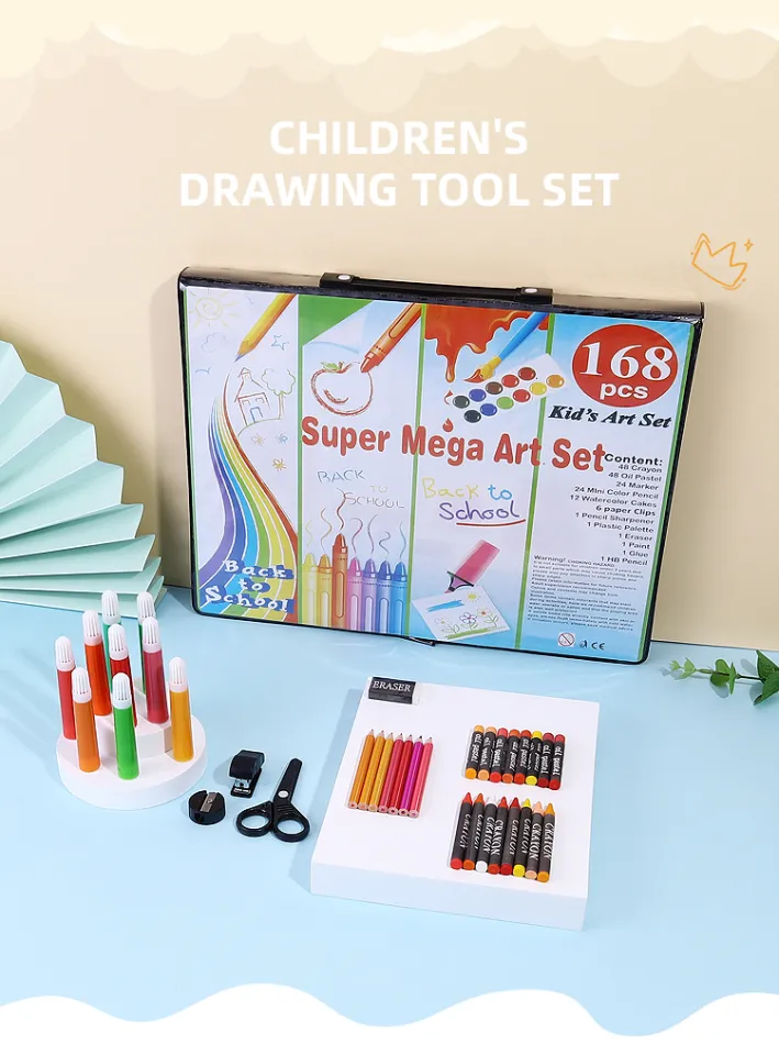 Cheska Olshoppe - 😘Super Mega Art Set 168 pcs coloring set may  watercolors, color pencils, crayons, coloring markers, tahar, eraser at iba  pa.. sulit ka dito mommy, malaki po ang case nia