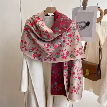 2022 New Women Winter Scarf Thick Shawl Floral Print Female Warm Blanket  Pashmina Cashmere Stoles Lady Large Wrap Echarpe