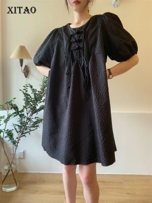 XITAO Dress Loose  Casual Tassel Coil Buckle Mini Dress