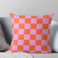 Pink Checkerboard Plaid Pattern Pillowcase Printed Decorative Pillowcase Home Sofa Decor Geometric Pillowcase