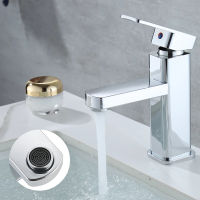 Basin Sink Bathroom Faucet Deck Mounted Hot Cold Water Basin Mixer Taps Fashion Silver Modern Filler Lavatory Sink Tap