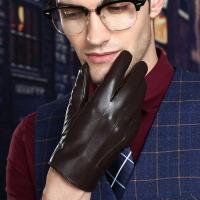 warm winter mens gloves ,Genuine Leather,Black leather gloves,male leather gloves,winter gloves men, Free shipping ST008