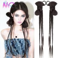 【jw】◎☫▪ New Concubine Synthetic Bow Ponytail Elastic Wig Woman Hair Side Braided Hose tail Piece