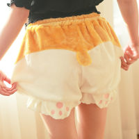 Cute Lolita Kawaii Women Sleeping Bottoms Fleece Shorts Corgi Butt Harajuku Pumpkin Bloomers Elastic Waist Girls Pajamas