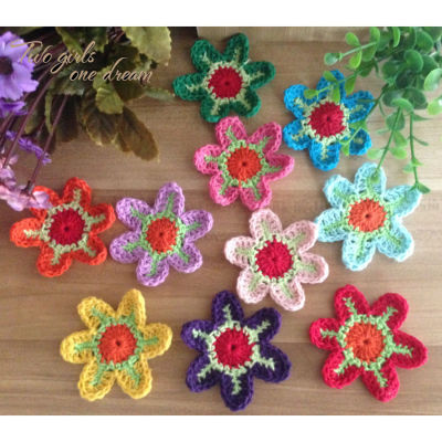 Multicolor 50PCSLOT 6cm Handmade Girl Head Wear Accessories Clothes Appliqued DIY Cotton Crochet Doily Patches Wedding Gift