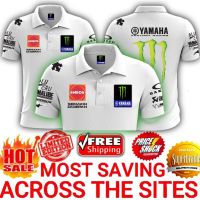 Energy ▦moto Monster Gp 2022 Yamaha Racing Team Logo Mens Big Size Casual Short Sleeve Trend Graphic Polo Collar T-shirt 2023 new popular