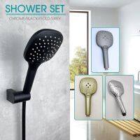 【LZ】❅♣  ABS Plastic Handheld Shower Set Suporte de Suporte de Chuveiro Ajustável 3 Funções Cromado Preto Ouro Mangueira de 15 m