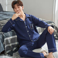 100 Cotton Plaid Pajamas Set Fashion Lapel Sleepwear Suit Casual Cardigan WIth Pockets Male Pijama Homewear Clothing Plus Size