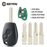 KEYYOU กุญแจรีโมต2ปุ่มสำหรับเรโนลด์ดัสเตอร์ Modus Clio 3 Twingo DACIA Logan Sandero Kangoo 433Mhz PCF7946/PCF7947/Pcf7952e