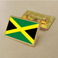 Jamaica flag pin 2.5*1.5cm zinc die-cast PVC colour coated gold rectangular medallion badge without added resin
