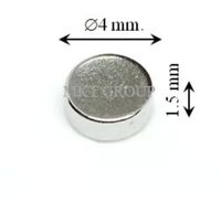 10 ชิ้น แม่เหล็กแรงสูงกลมแบน ขนาด Dia 4 mm x T1.5 mm N50 Neodymium magnet แรงดูดสูง ชุบนิเกิล อุปกรณ์สำหรับงาน DIY ติดแน่น ติดทน เก็บปลายทางได้