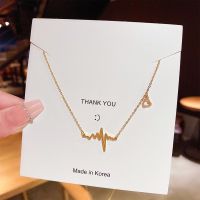 [COD] Personalized electrocardiogram letter titanium steel necklace womens light luxury niche heart clavicle chain simple temperament does fade accessories