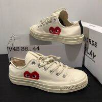 รองเท้าคอนเวิร์ส x Comme des Garçons PLAY Chuck 1970 White (Size36-45) รองเท้าผ้าใบ รองเท้าลำลอง รองเท้าคอนเวิร์ด  แท้ 100% [พร้อมกล่องและใบเสร็จ]