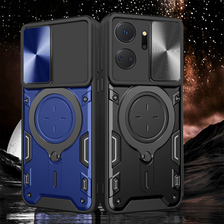 เคสโทรศัพท์ใหม่สำหรับ-honor-x7a-ฝาครอบ-พับได้มีแท่นวางหมุนได้360องศาปกป้องกล้องแบบเลื่อนยากกันกระแทกสำหรับเคส-honor-x7a