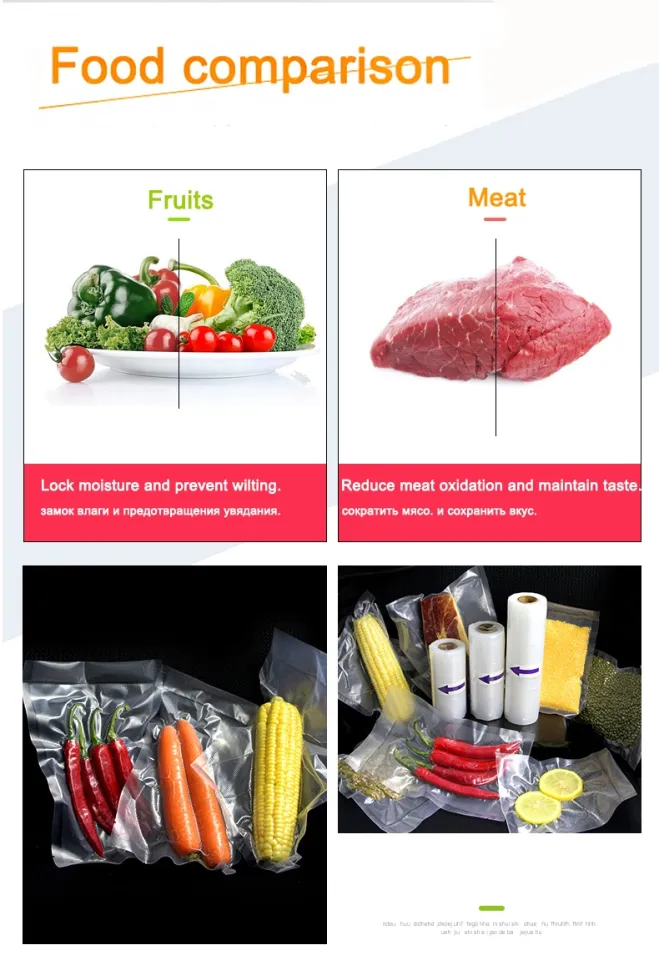 500cm/Rolls Vacuum Bags for Food Vacuum Sealer Reusable Food Freezer Bags  Fresh Meat Fruit Veggies Storage Bag Dishwasher Safe